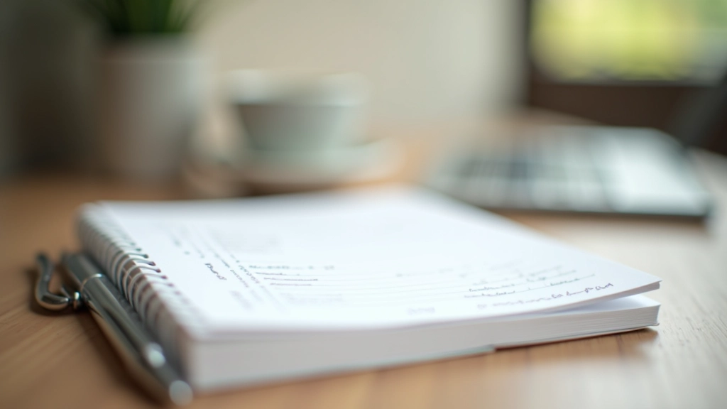 Notebook with progress tracking metrics and handwritten goal notes