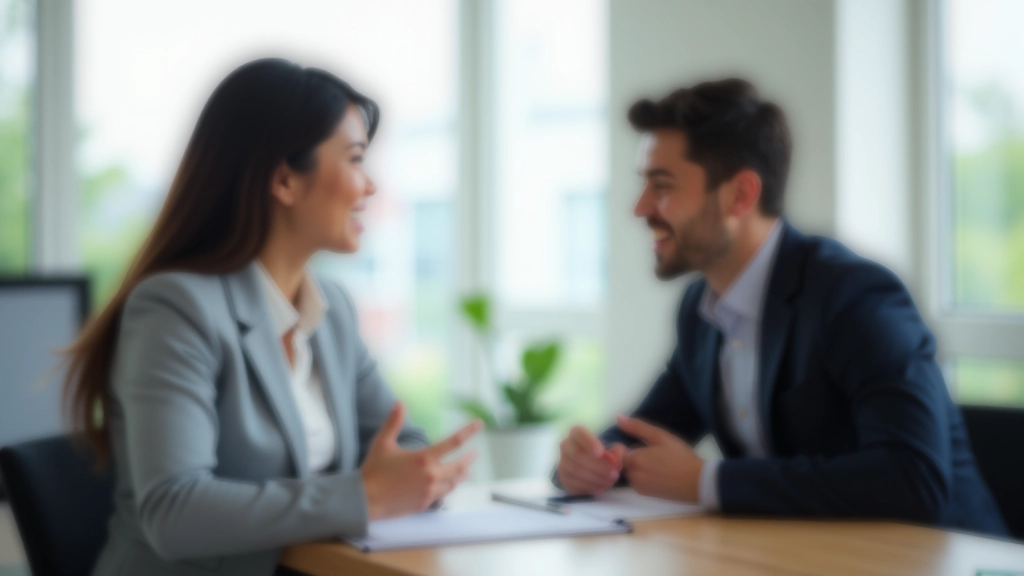Two people discussing goals and accountability system in collaborative setting