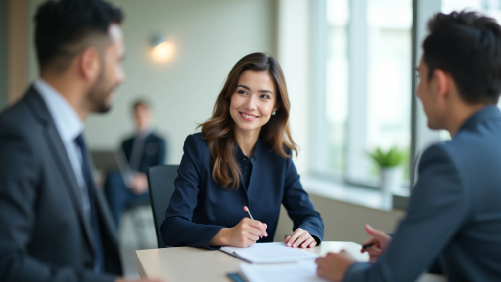 Two colleagues discussing goals with laptop and notebook in modern office space